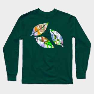 Delicate Abstract Pastel Coloured Leaves Silhouette Art Long Sleeve T-Shirt